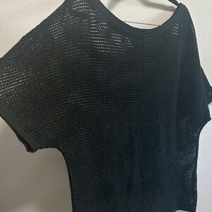Black Sparkly Knit Short Sleeve Top